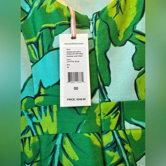 New with tags Vineyard Vines Crystal Blue Leaf Print Dress - Picture 3 of 7